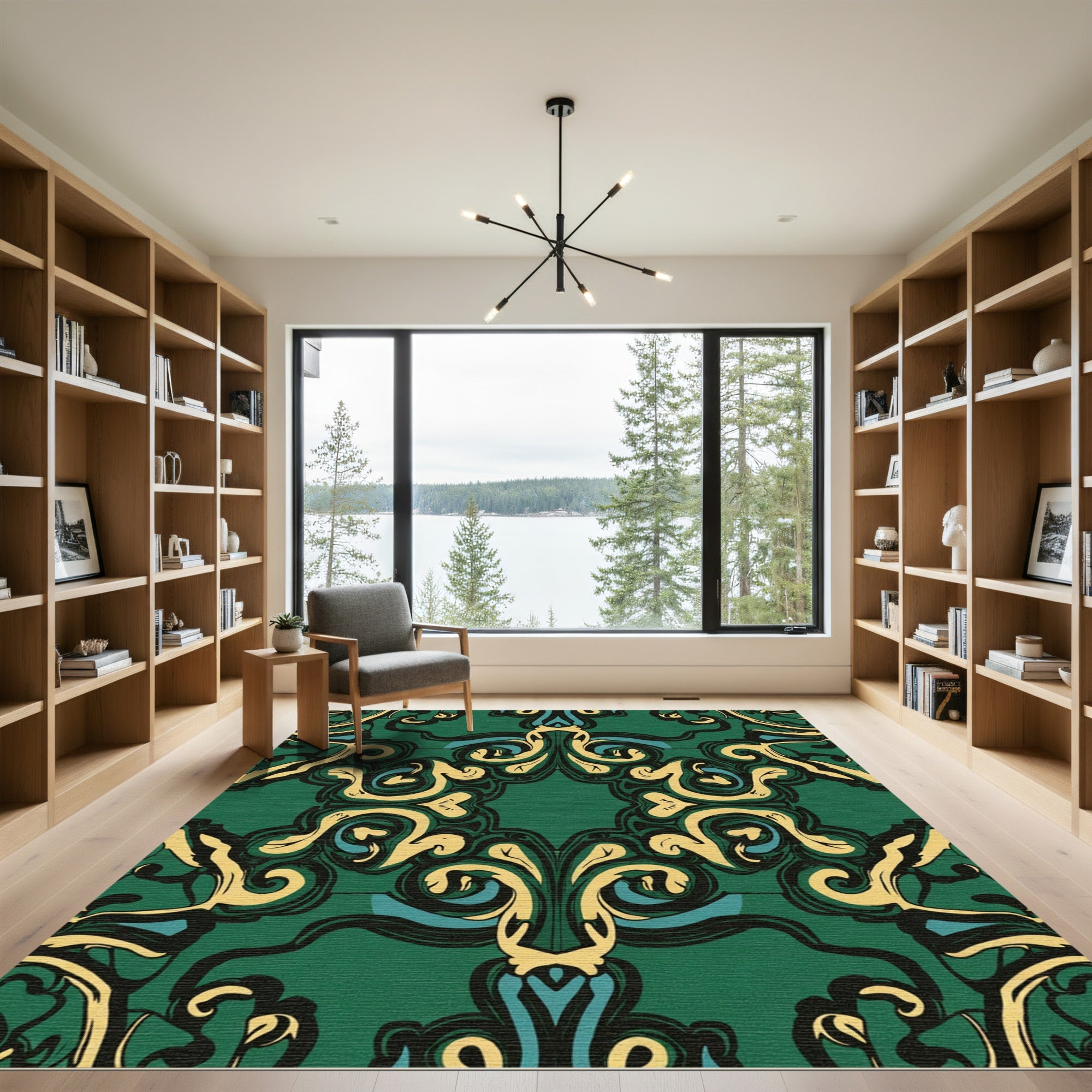 Emerald Green Baroque SwirlsRug Rug