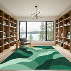 Emerald Green Landscape Sun Abstract Rug