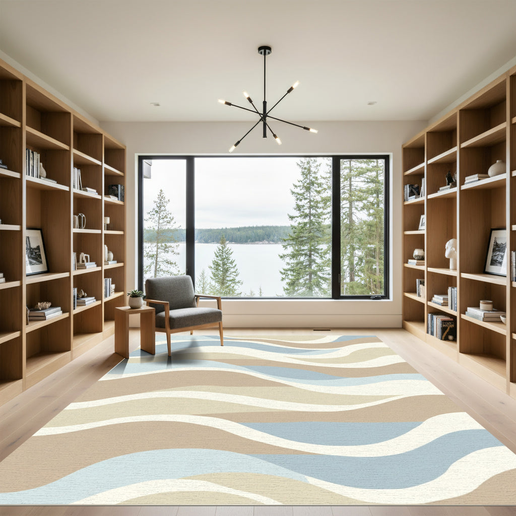 Calm Blue Sand Dune Waves Rug