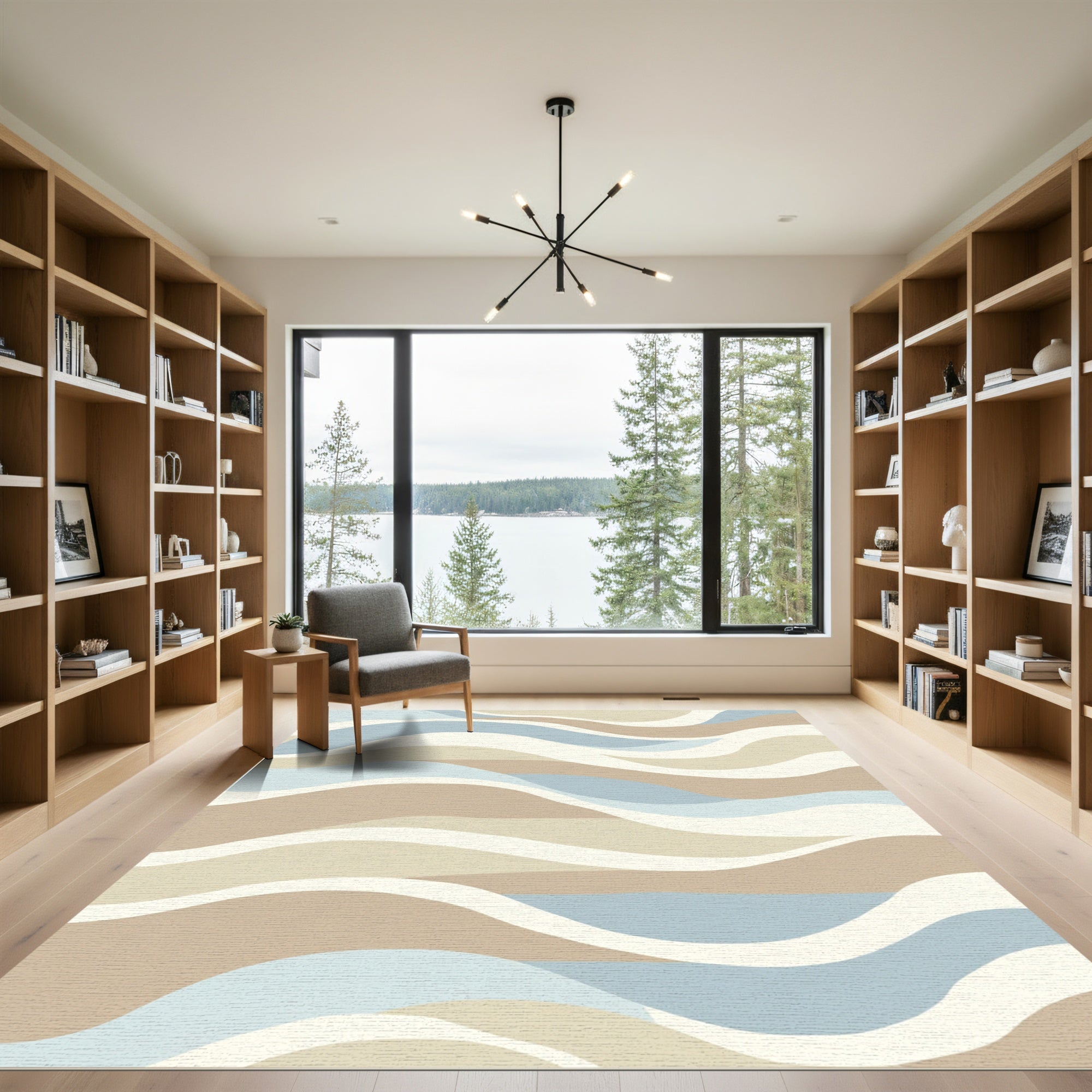 Calm Blue Sand Dune Waves Rug
