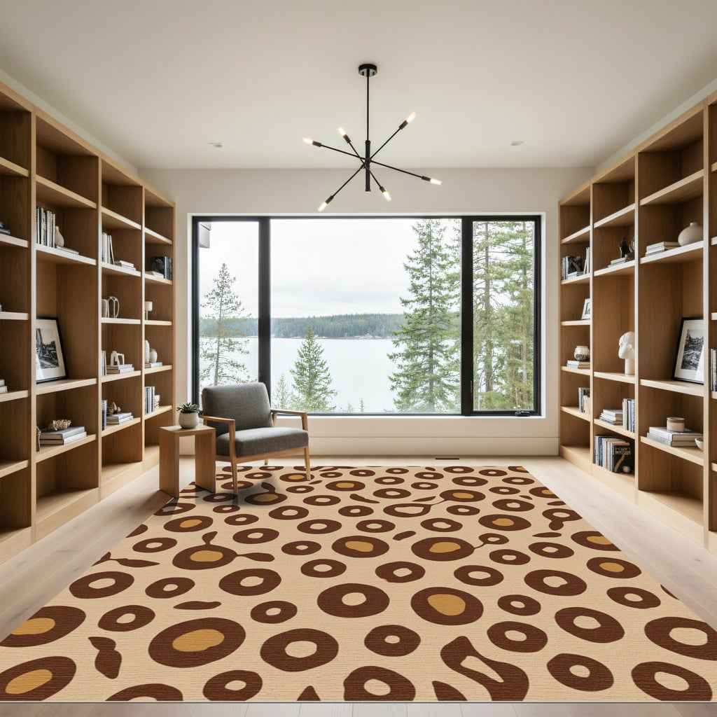 Brown Circles On Tan Background Rug