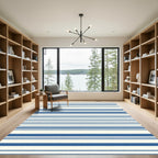 Classic Blue White Striped Rug