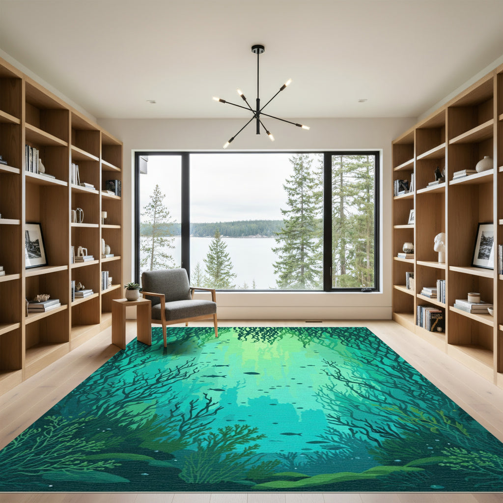 Deep Green Underwater Kelp Forest Rug