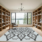 Monochromatic Geometric Diamond Pixel Rug