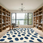 Navy Blue Abstract Blob Arrangement Rug