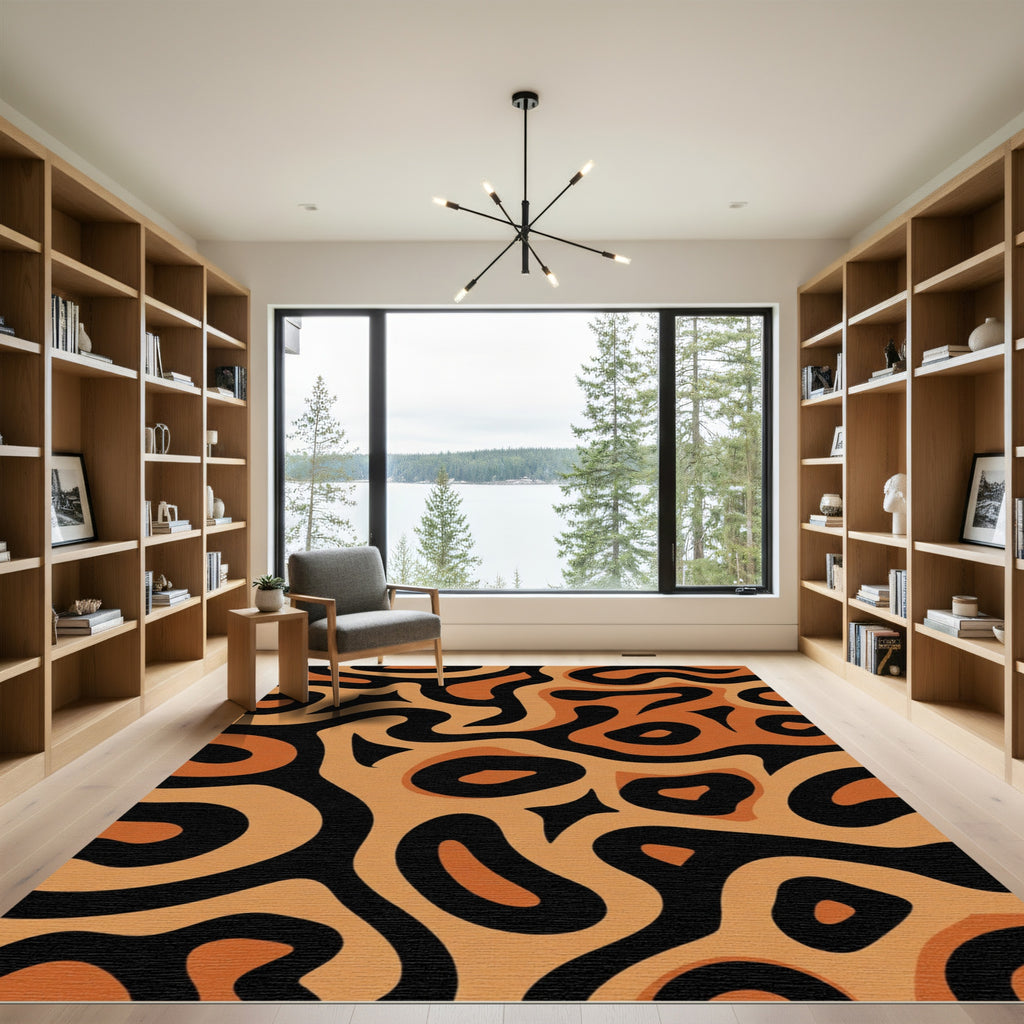 Abstract Organic Terracotta Swirls Rug