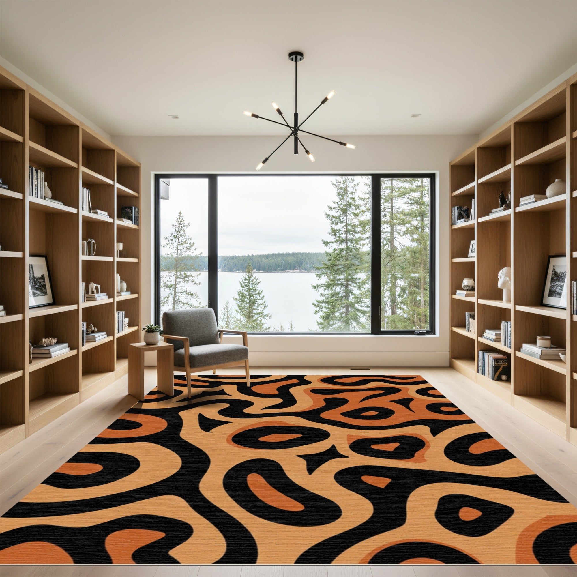 Abstract Organic Terracotta Swirls Rug