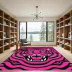 Vibrant Pink Fierce Tiger Face Rug