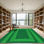 Emerald Green Rectangular Pixelated Border Rug