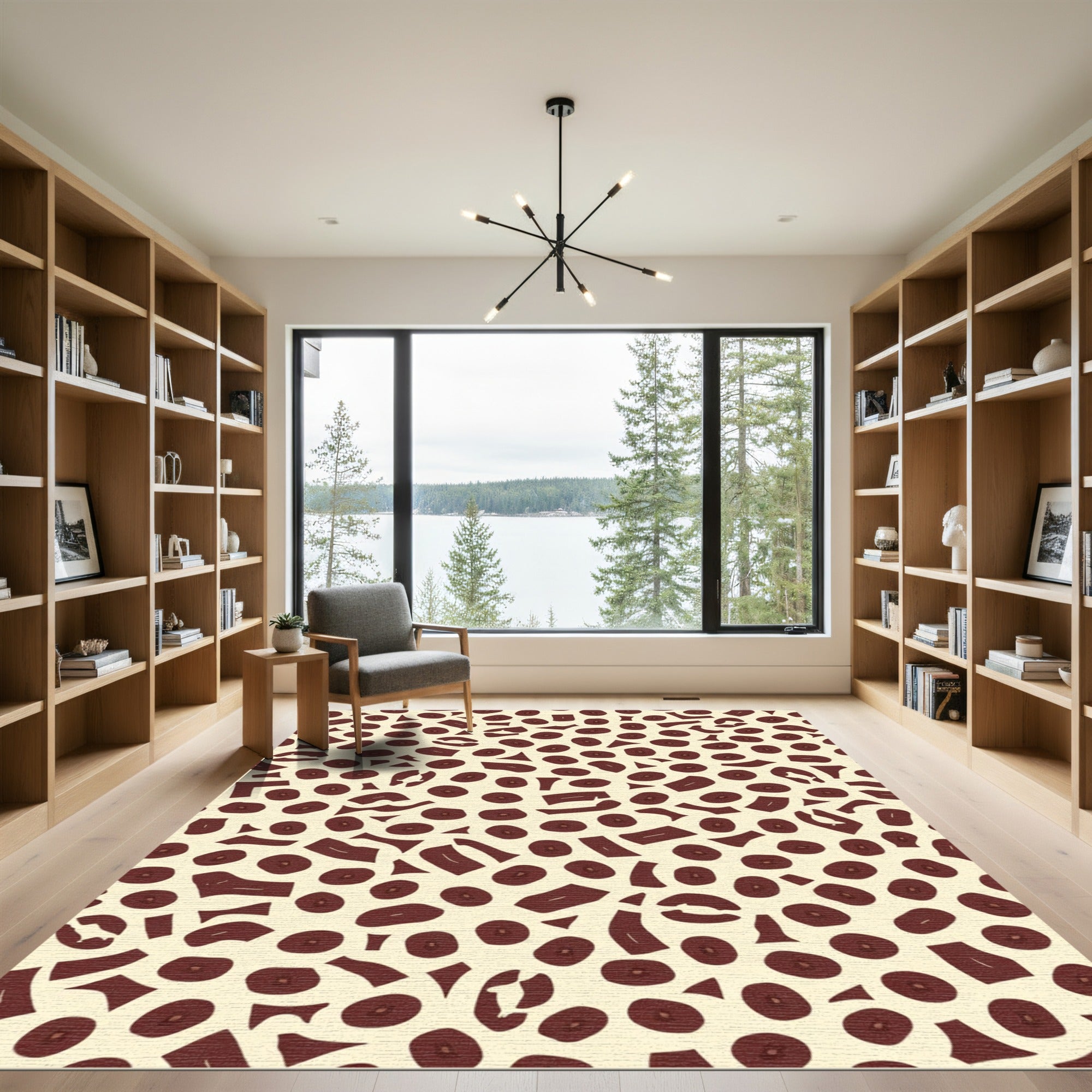 Crimson Organic Scattered Shapes Rug