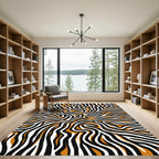 Bold Orange Black White Zebra Stripes Rug