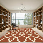 Terracotta Cream Arabesque Scroll Rug
