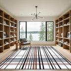 Bold Red Black Geometric Stripes Rug
