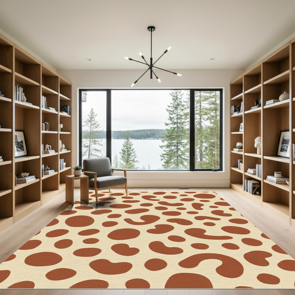 Tan Brown Abstract Blob Rug