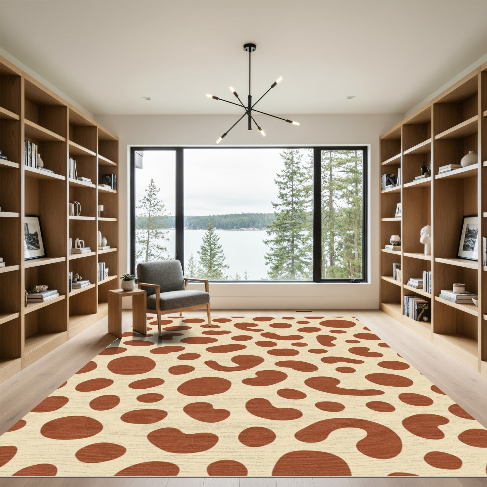 Tan Brown Abstract Blob Rug