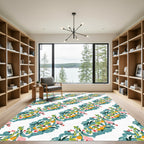 Colorful Abstract Floral Branch Arrangement Rug