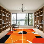 Orange Abstract Geometric Circles Rug
