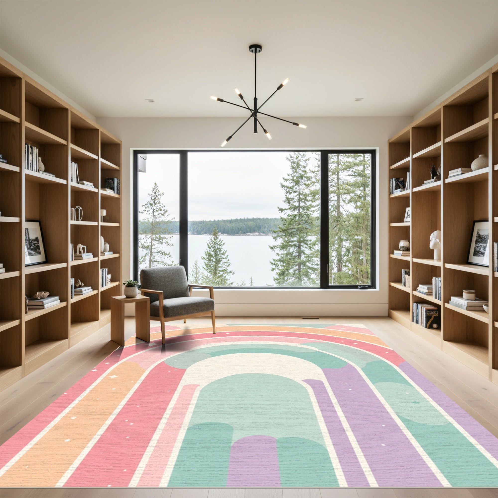 Pastel Rainbow Arch with Stars Rug