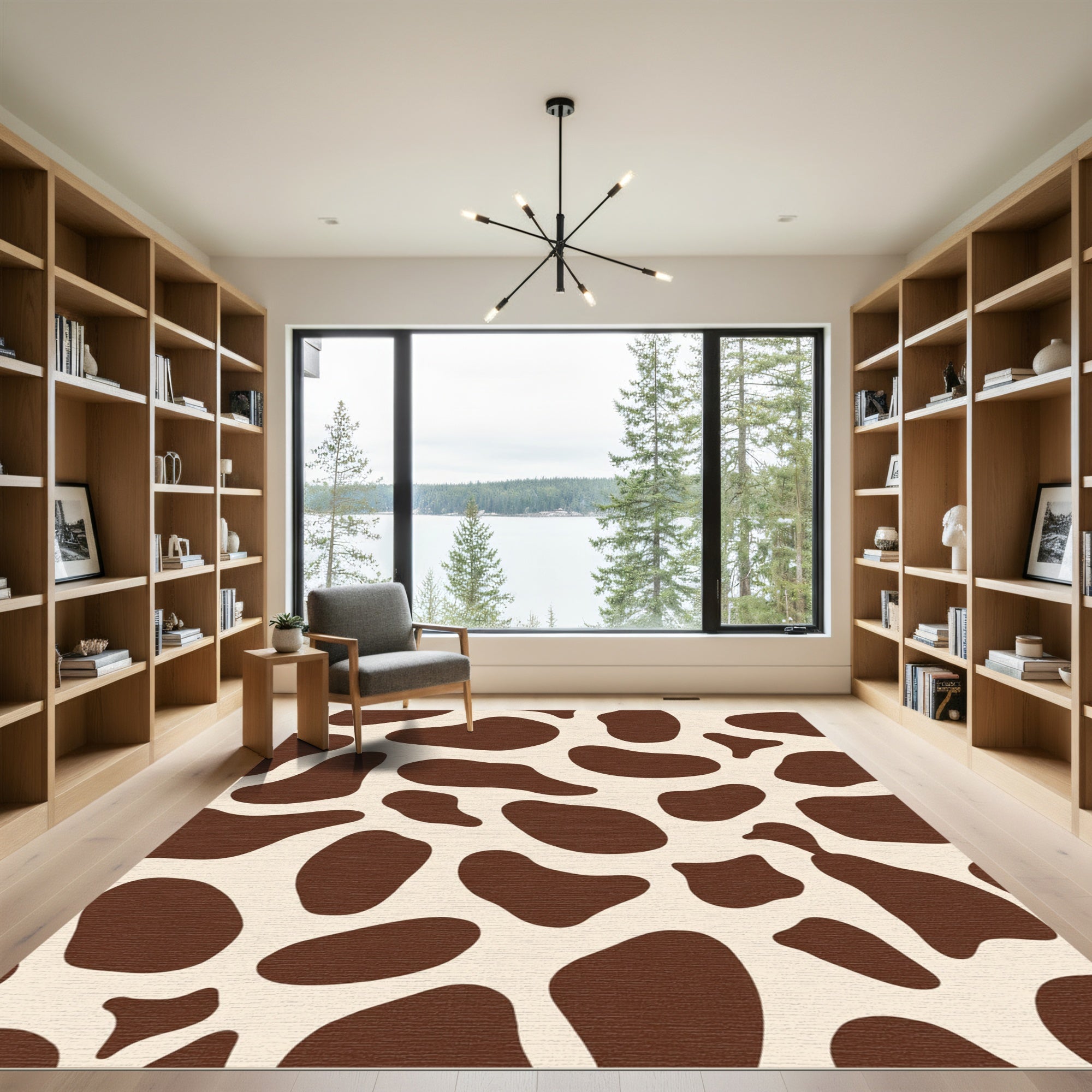 Brown Cream Animal Spots Rug