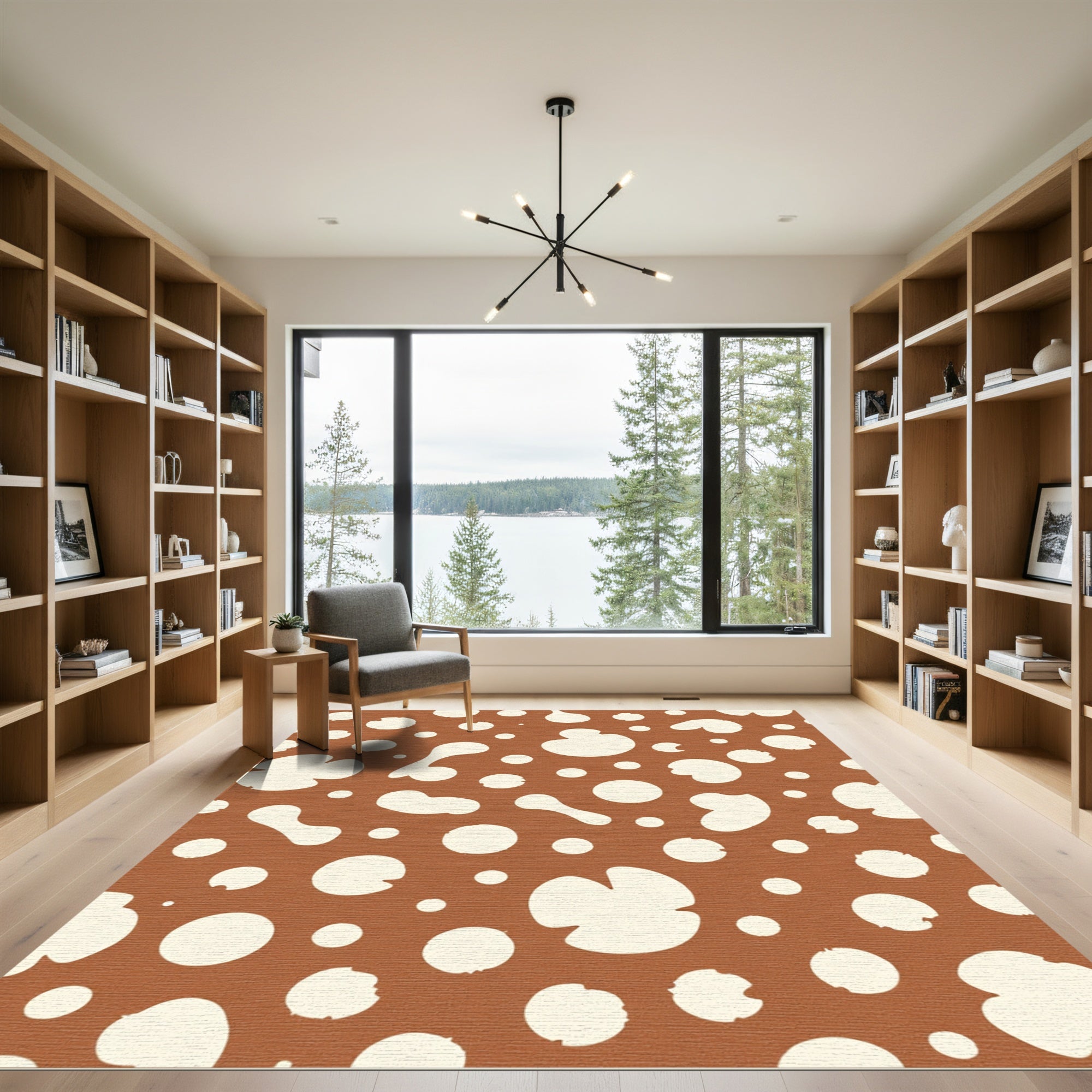 Brown Cream Organic Blob Rug