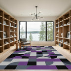 Geometric Purple Gray Abstract Shapes Rug