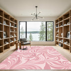 Soft Pink Swirling Petal Composition Rug