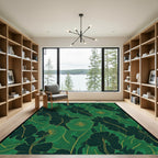 Emerald Green Floral Botanical Vines Rug
