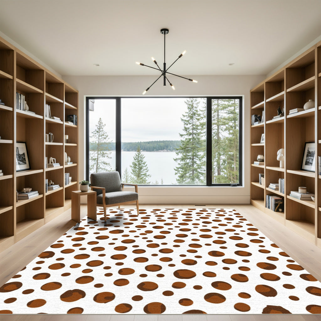 Brown Speckled Polka Dot Overlay Rug