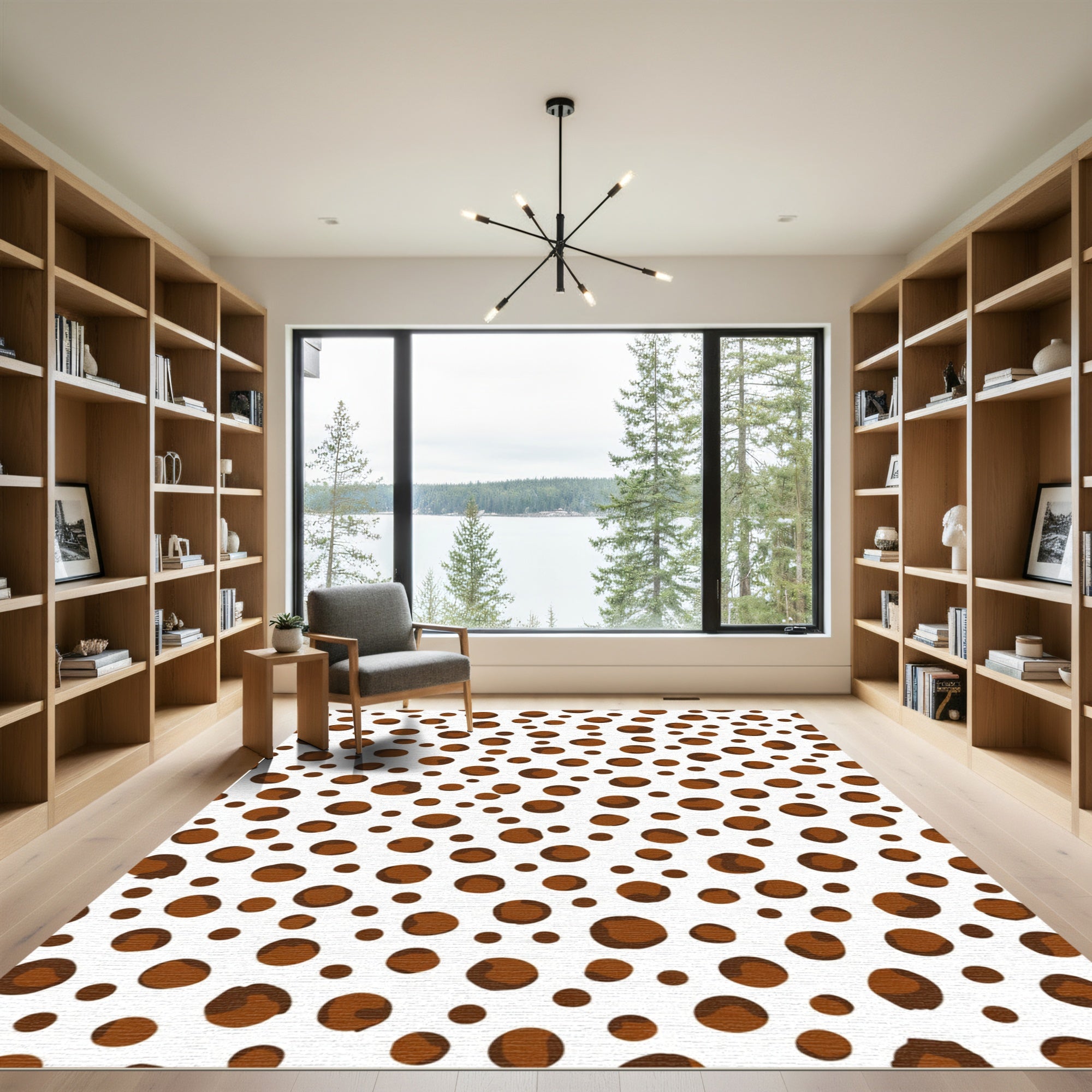 Brown Speckled Polka Dot Overlay Rug