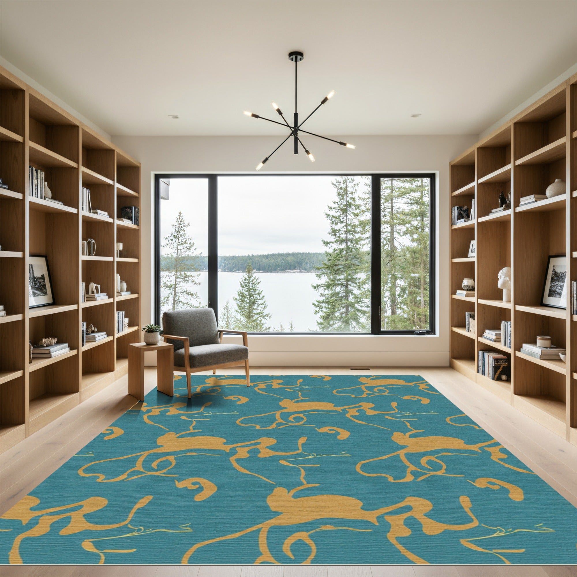 Amber Swirl Teal Organic Flow Rug