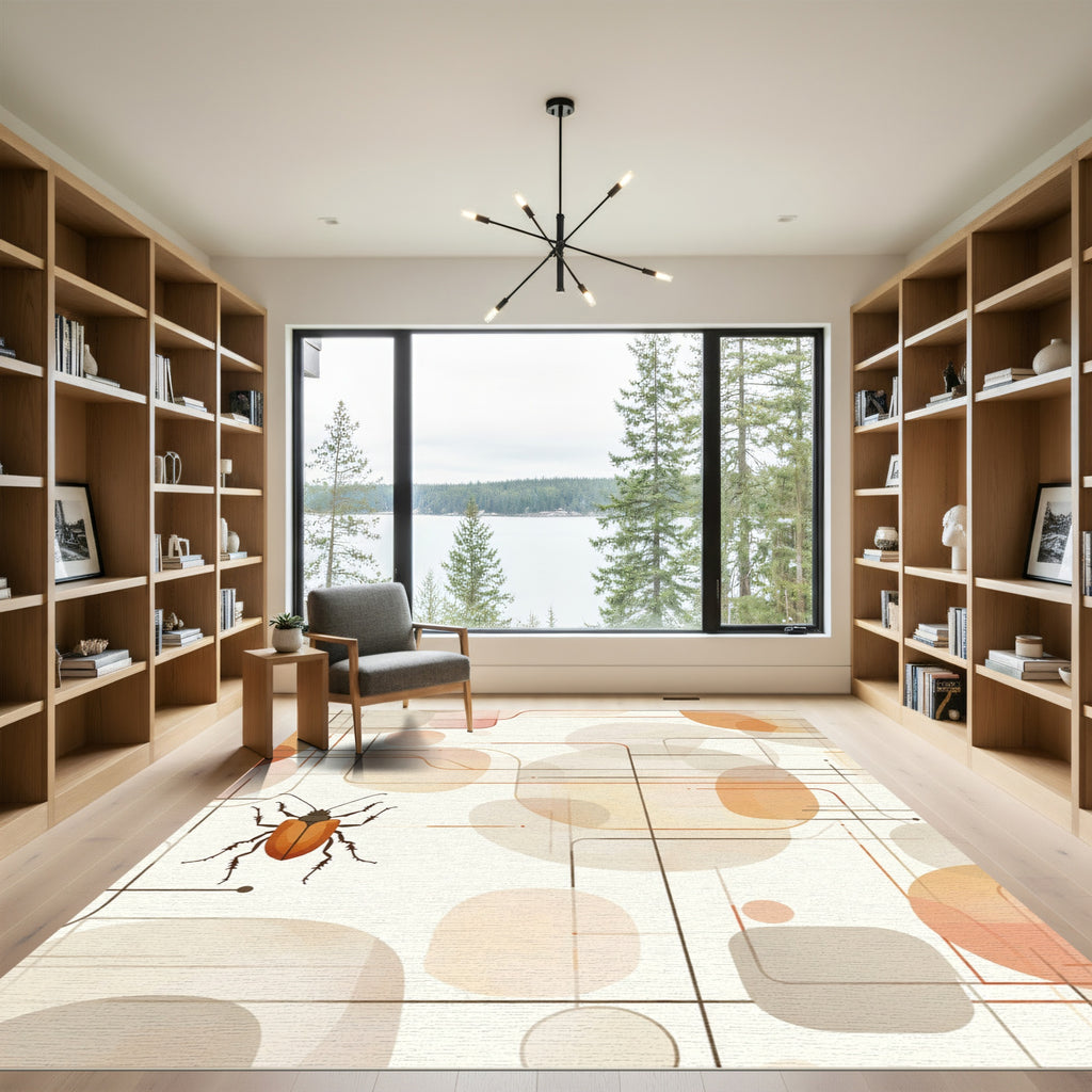 Orange Beetle Geometric Abstract Rug