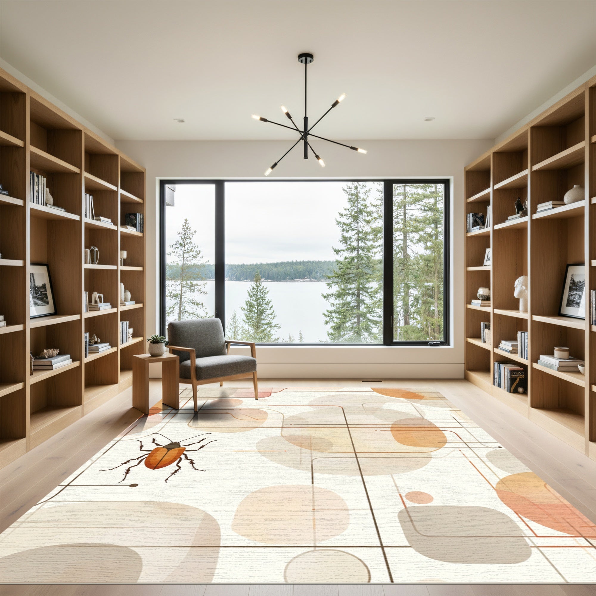 Orange Beetle Geometric Abstract Rug
