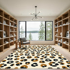 Cheetah Spot Texture Black Brown Cream Rug