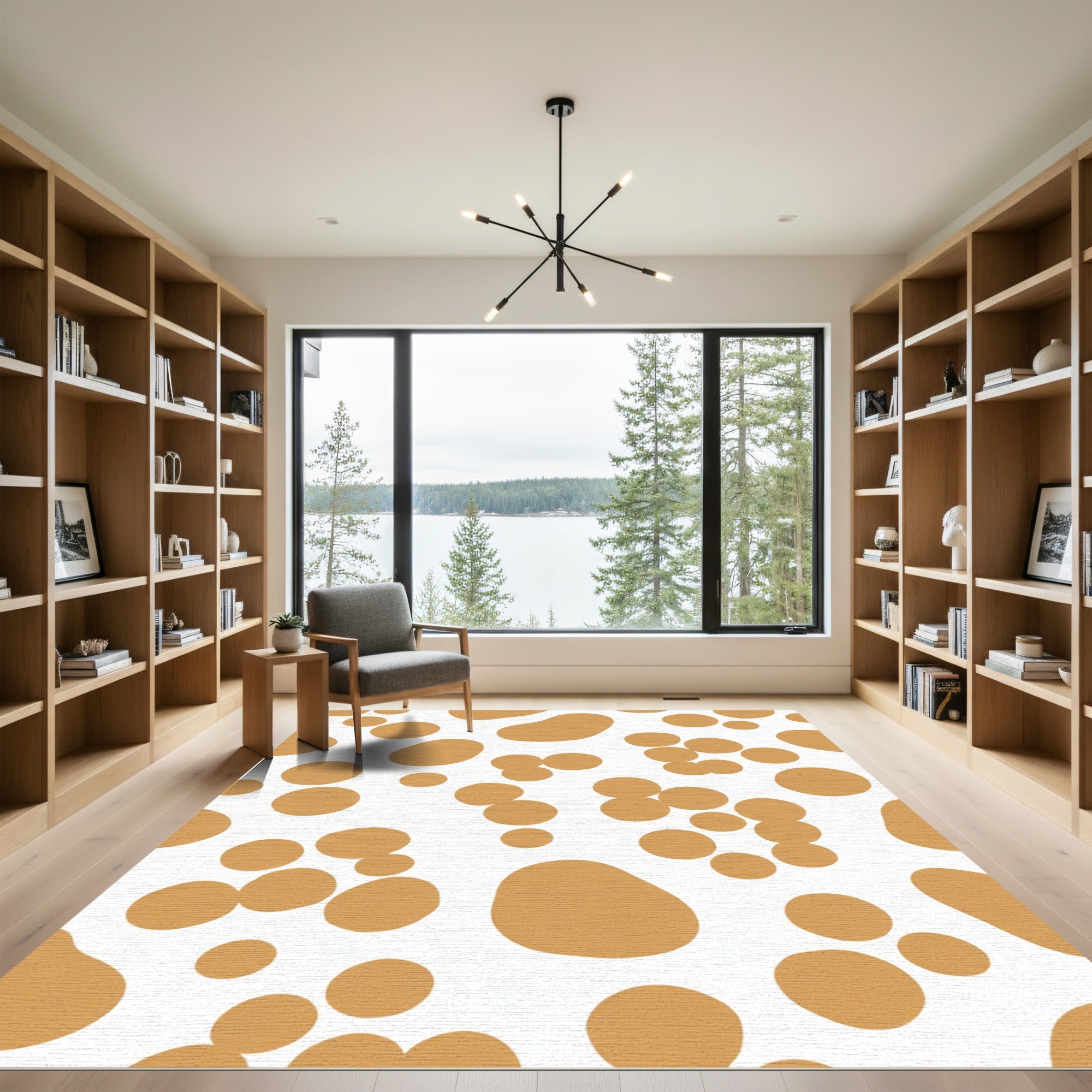 Golden Ochre Spotted Organic Shape Rug