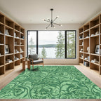 Emerald Green Floral Swirl Scroll Rug