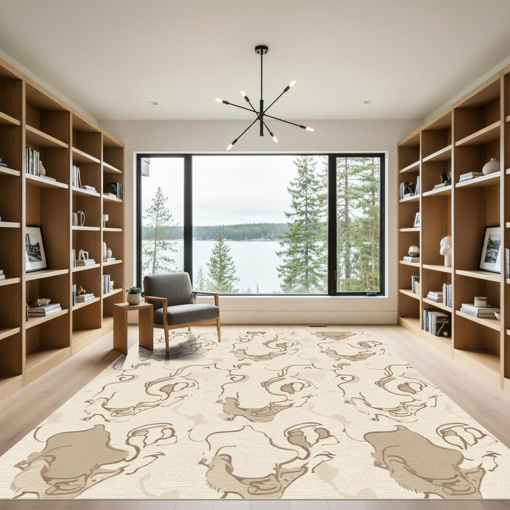 Earthy Abstract Swirl Vine Rug