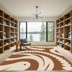 Cream Organic Swirl Brown Rug