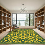 Amber Green Abstract Floral Arrangement Rug