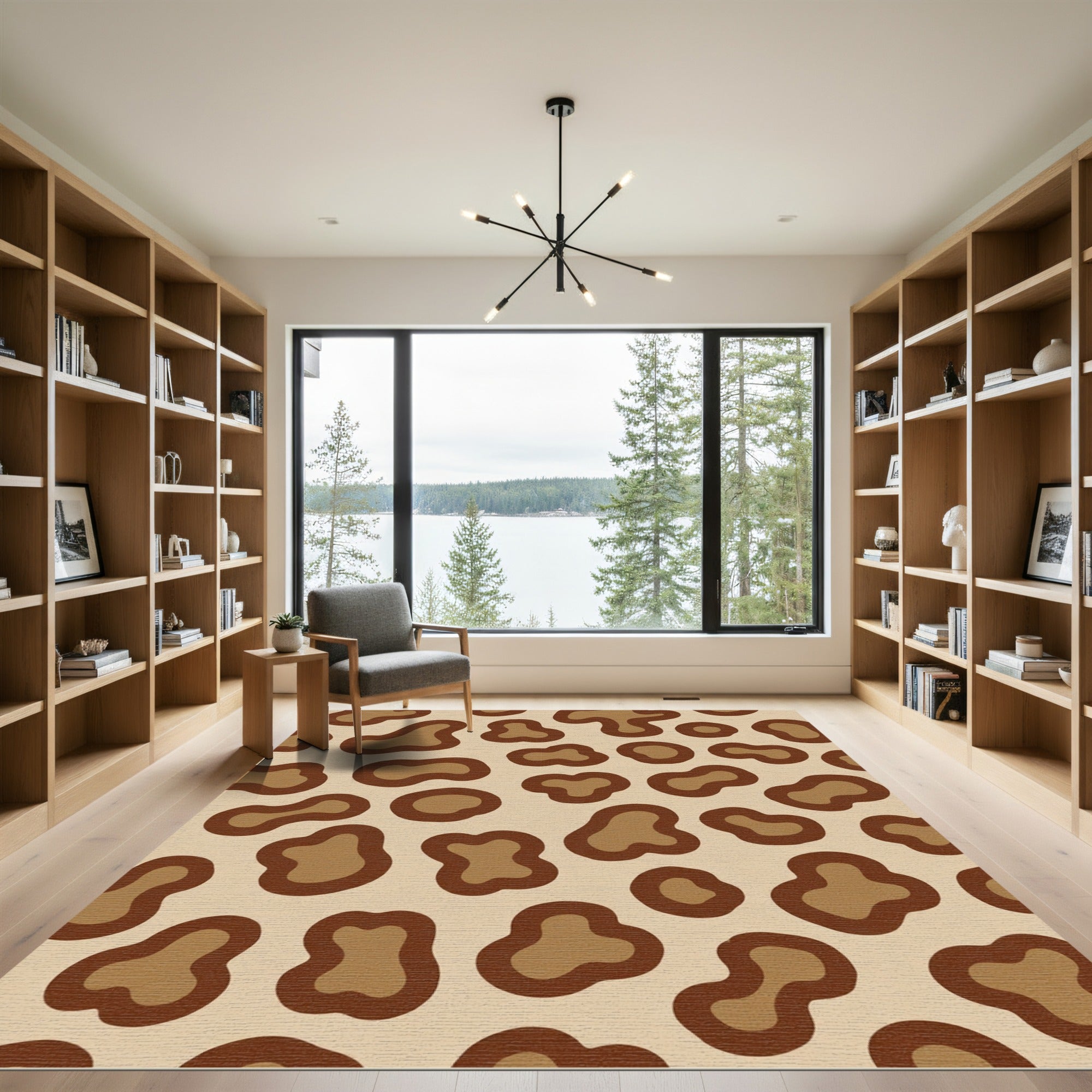 Brown and Tan Spotted Animal Print Rug