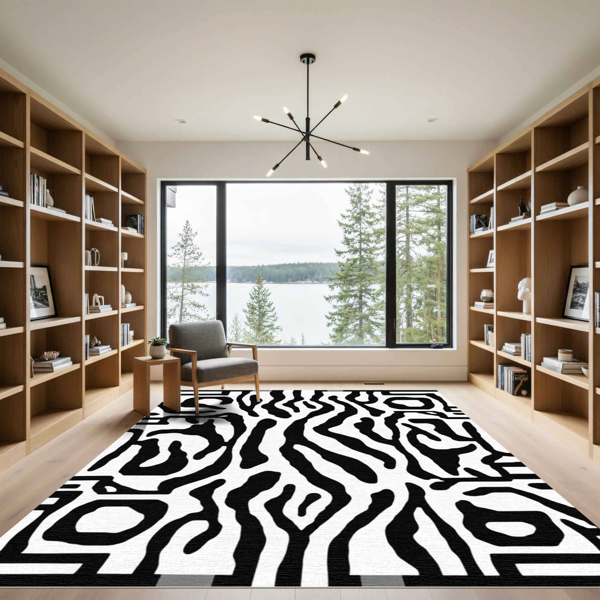 Bold Black White Abstract Zebra Rug