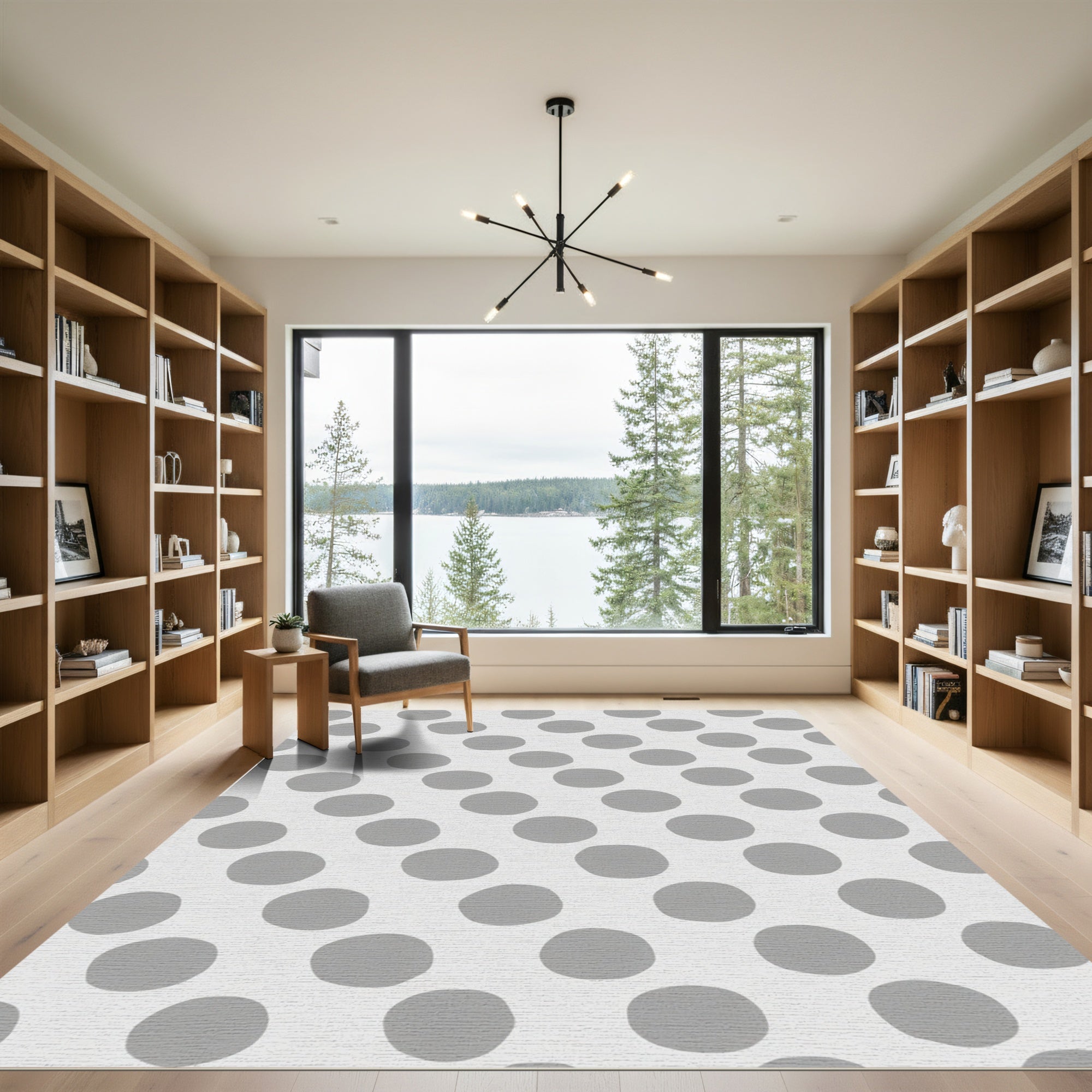 Gray Polka Dot Diagonal Pattern Rug