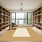 Geometric Dot Border In Tan Rug