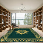 Gold Radiant Burst Bordered Rug