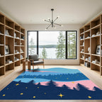 Midnight Forest Starry Night Landscape Rug