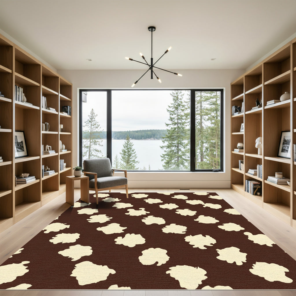 Brown Cream Animal Spot Rug
