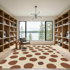 Earthy Brown Freeform Polka Dot Rug