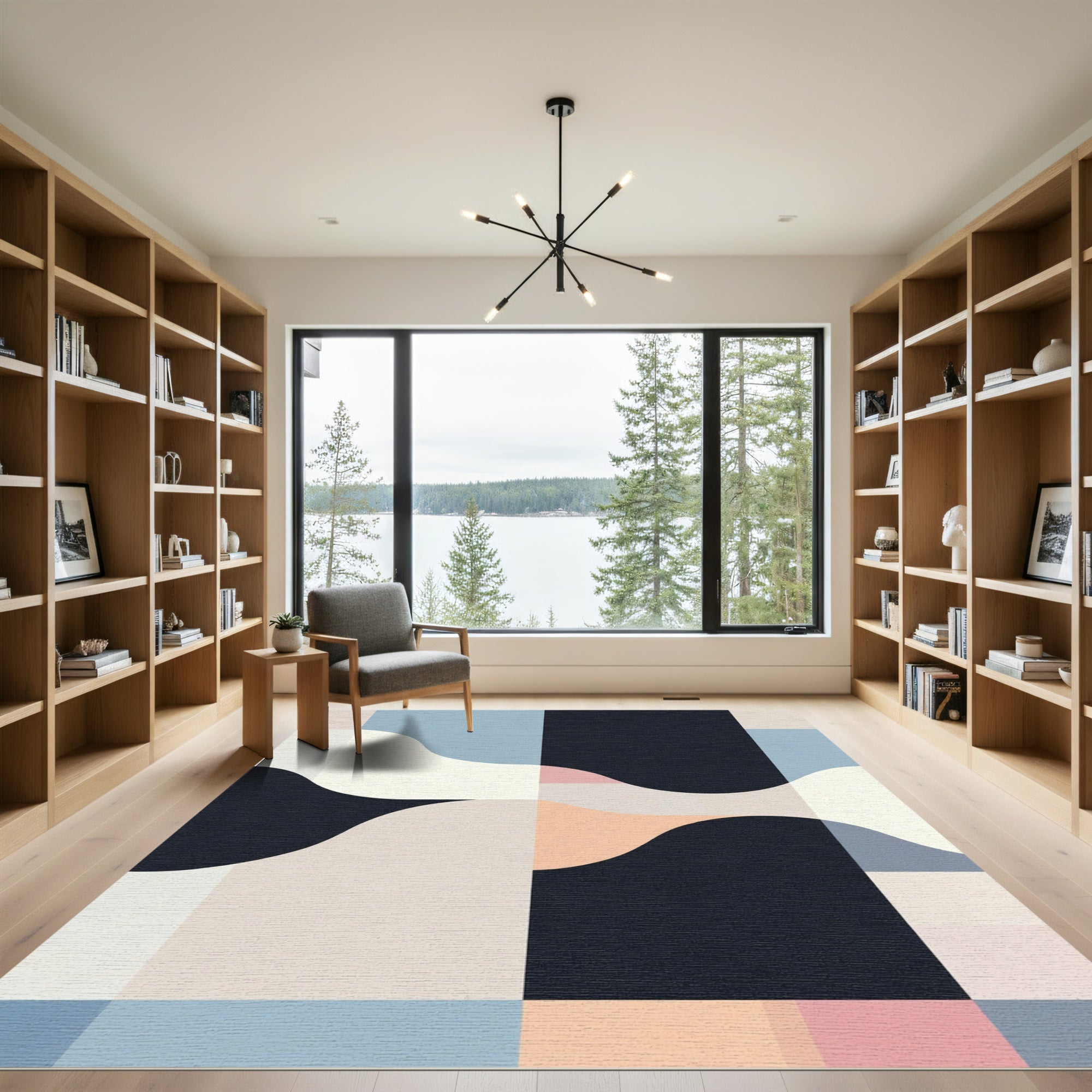 Geometric Abstraction Soft Palette Waves Rug