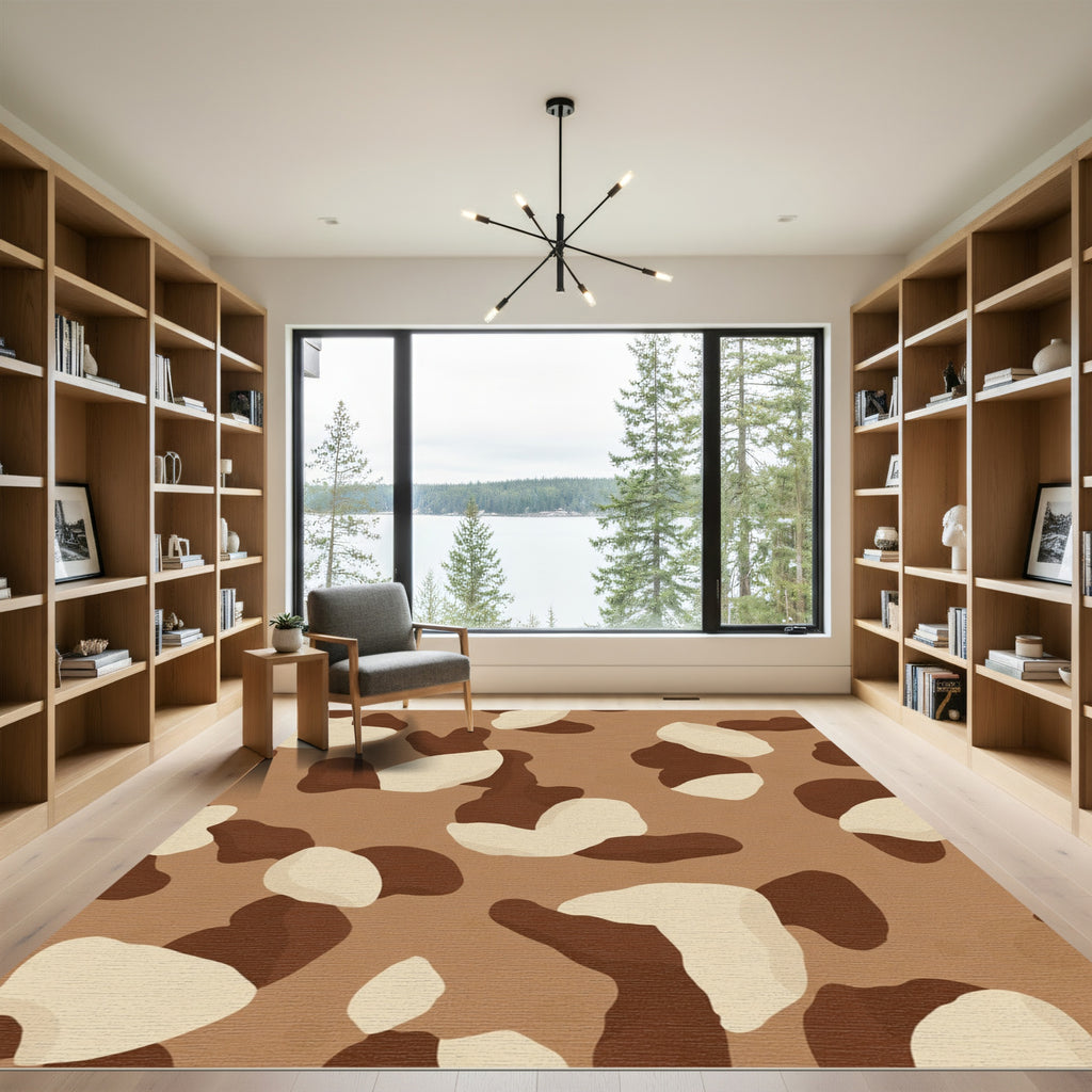 Brown Beige Abstract Camo Rug