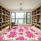 Vibrant Fuchsia Floral Bouquet Rug