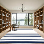 Navy Blue White Sky Blue Stripes Rug